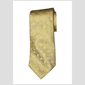 Ermenegildo Zegna Italian Silk Tie Yellow White Geometric Men's